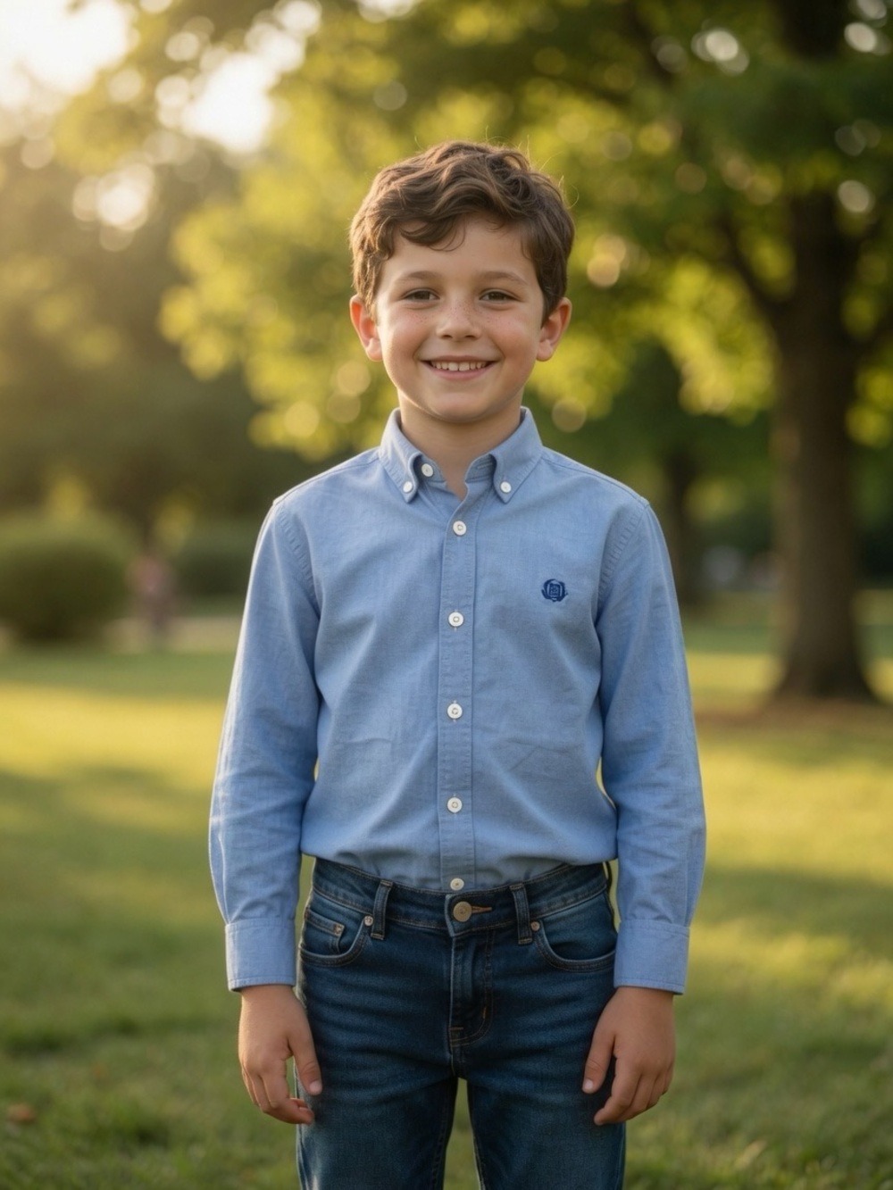Chaps Light Blue Button-Down Shirt for Kids